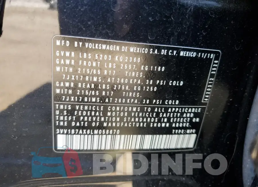 3VV1B7AX6LM058670 Photo# 13