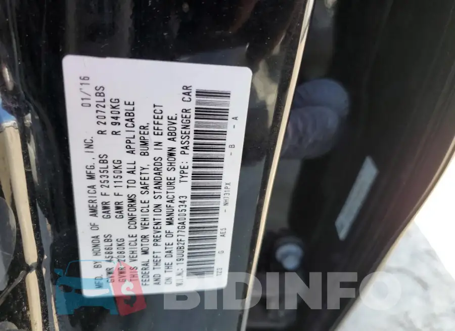 19UUB2F77GA005343 Photo# 12