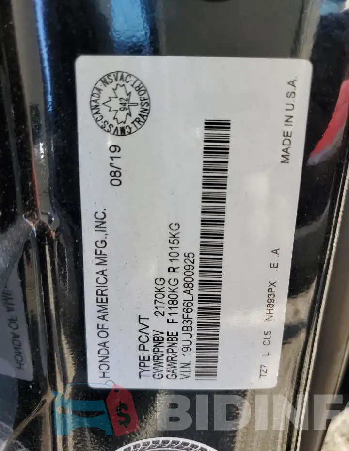 19UUB3F66LA800925 Photo# 12