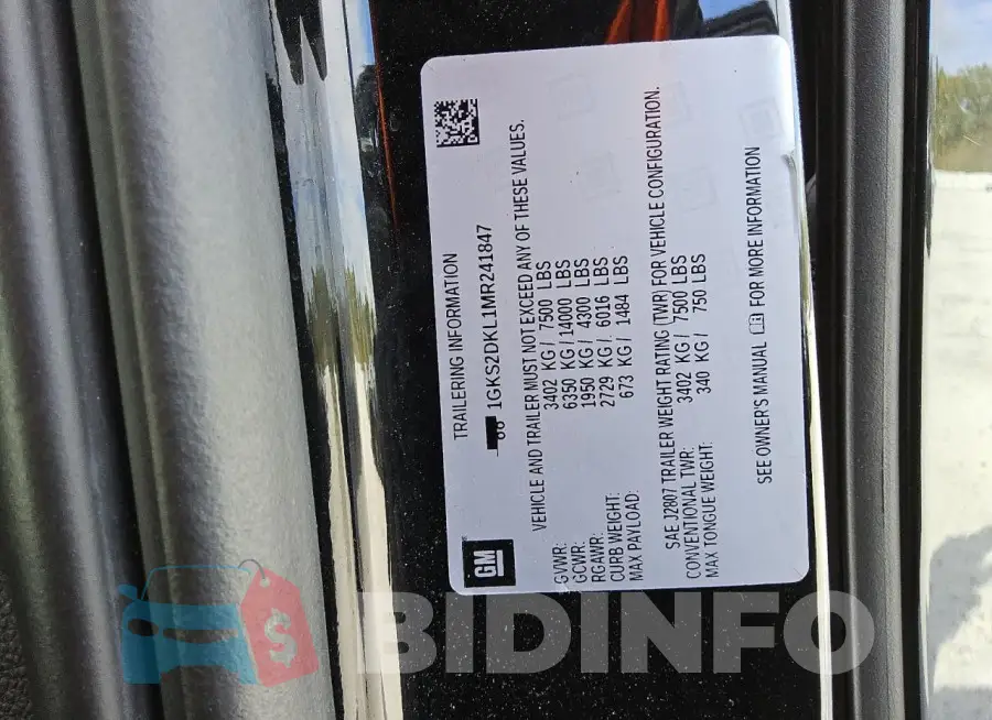 1GKS2DKL1MR241847 Photo# 13