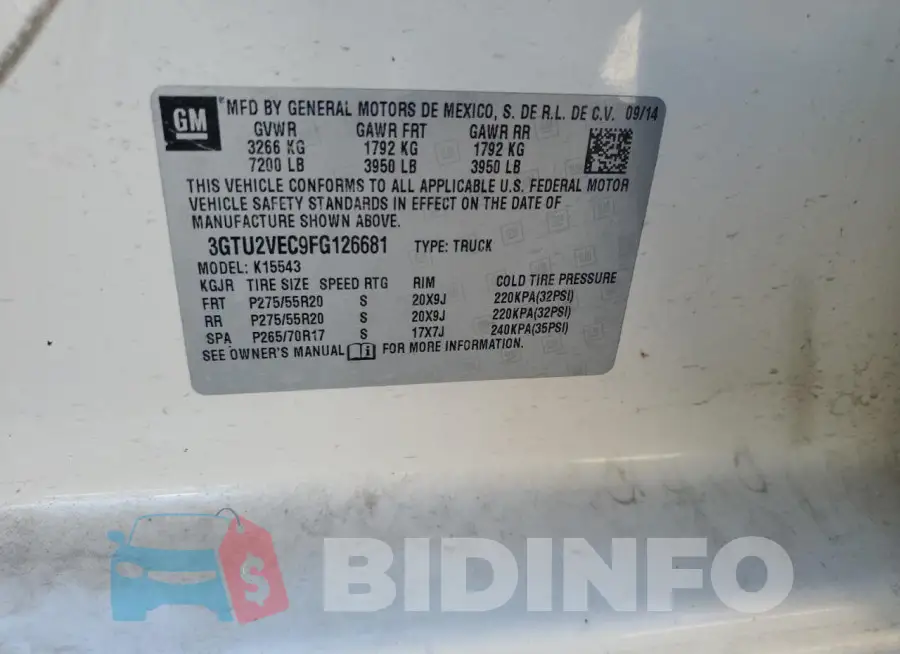 3GTU2VEC9FG126681 Photo# 12