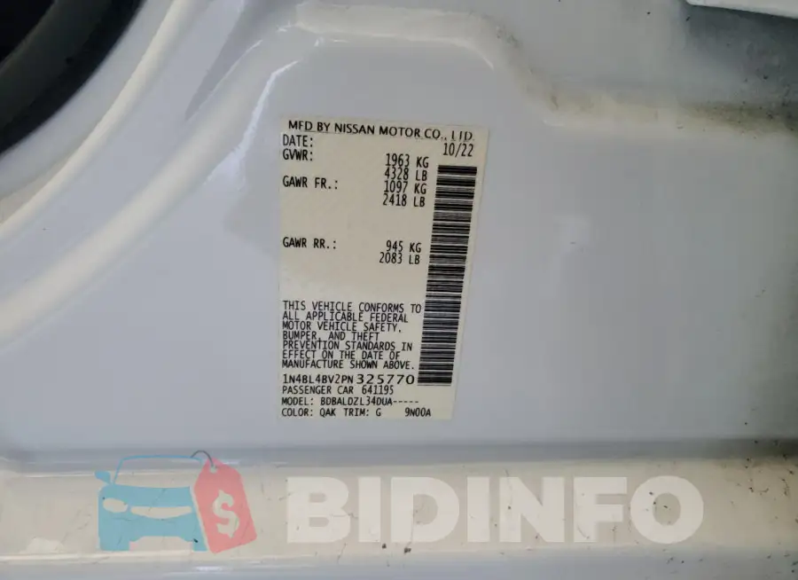 1N4BL4BV2PN325770 Photo# 13