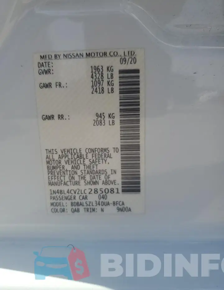 1N4BL4CV2LC285081 Photo# 12