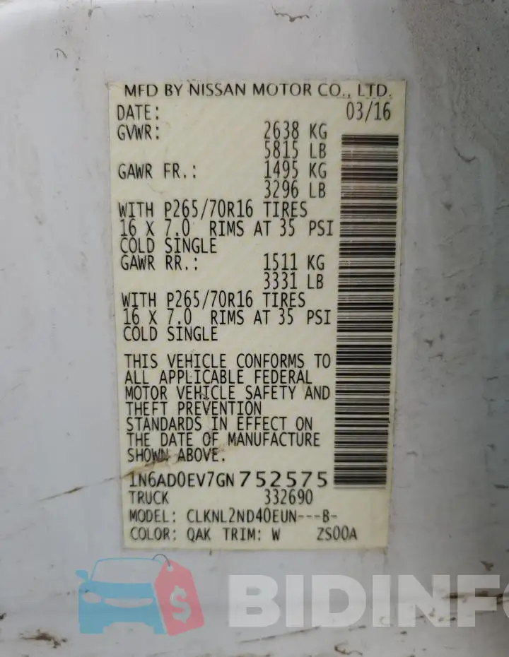 1N6AD0EV7GN752575 Photo# 12