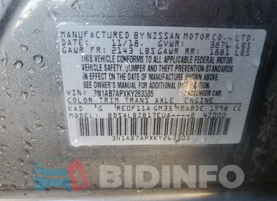 3N1AB7APXKY263305 Photo# 13