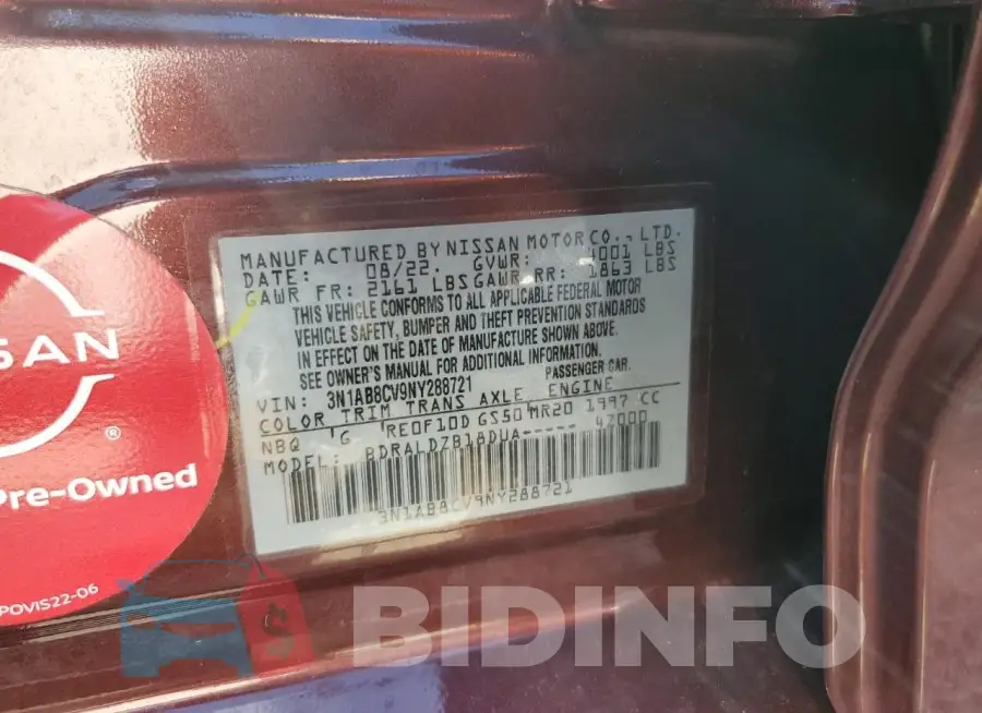 3N1AB8CV9NY288721 Photo# 13