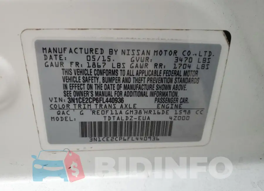 3N1CE2CP6FL440936 Photo# 12
