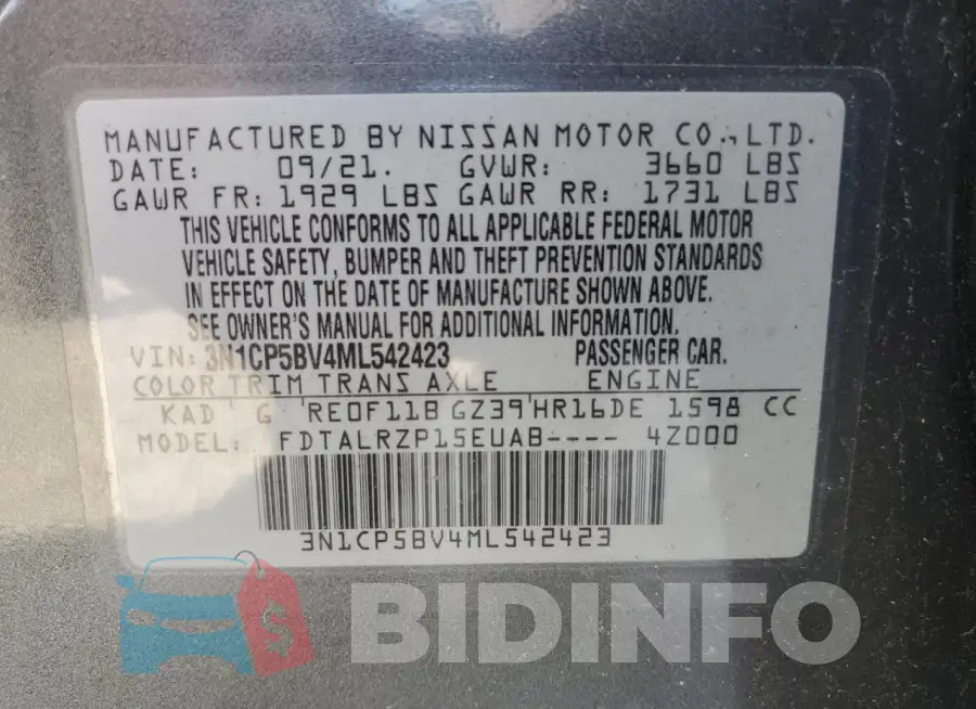 3N1CP5BV4ML542423 Photo# 13
