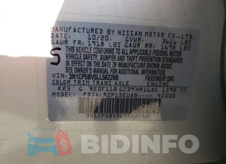 3N1CP5BV5LL562260 Photo# 13