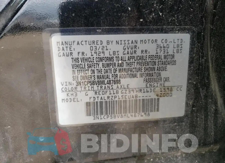 3N1CP5BV8ML487698 Photo# 13