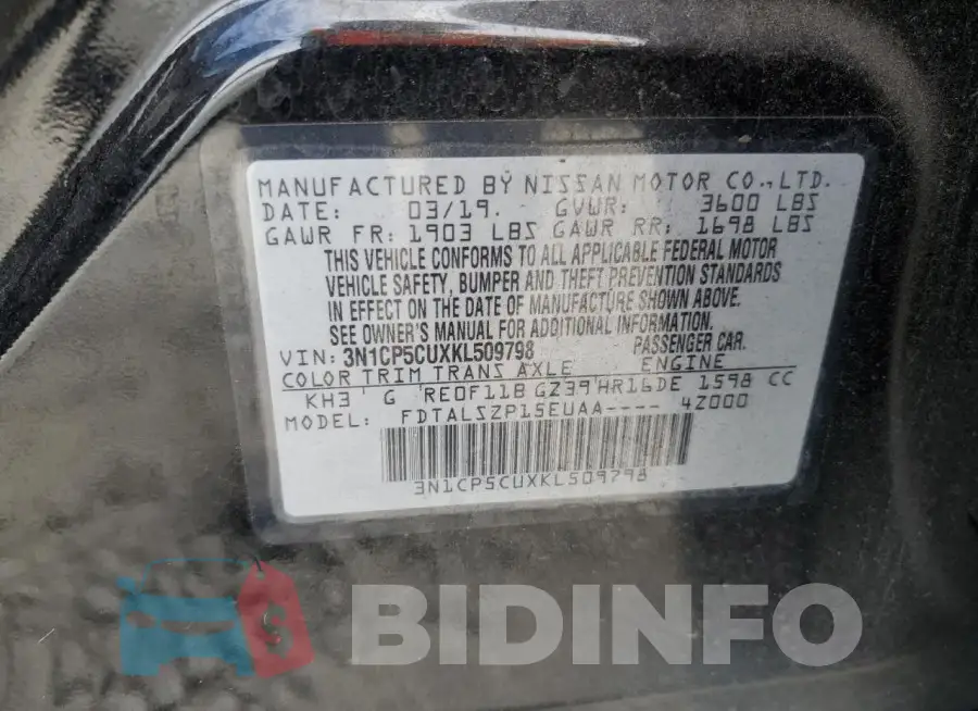 3N1CP5CUXKL509798 Photo# 13