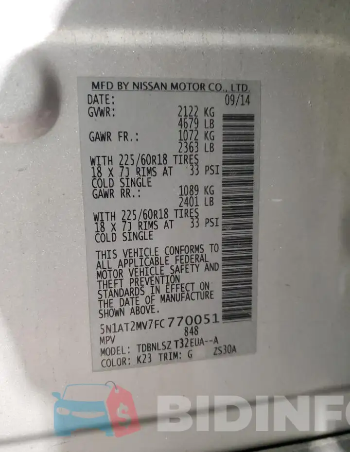 5N1AT2MV7FC770051 Photo# 13