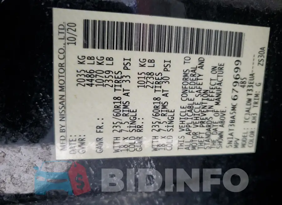 5N1AT3BA5MC679699 Photo# 14