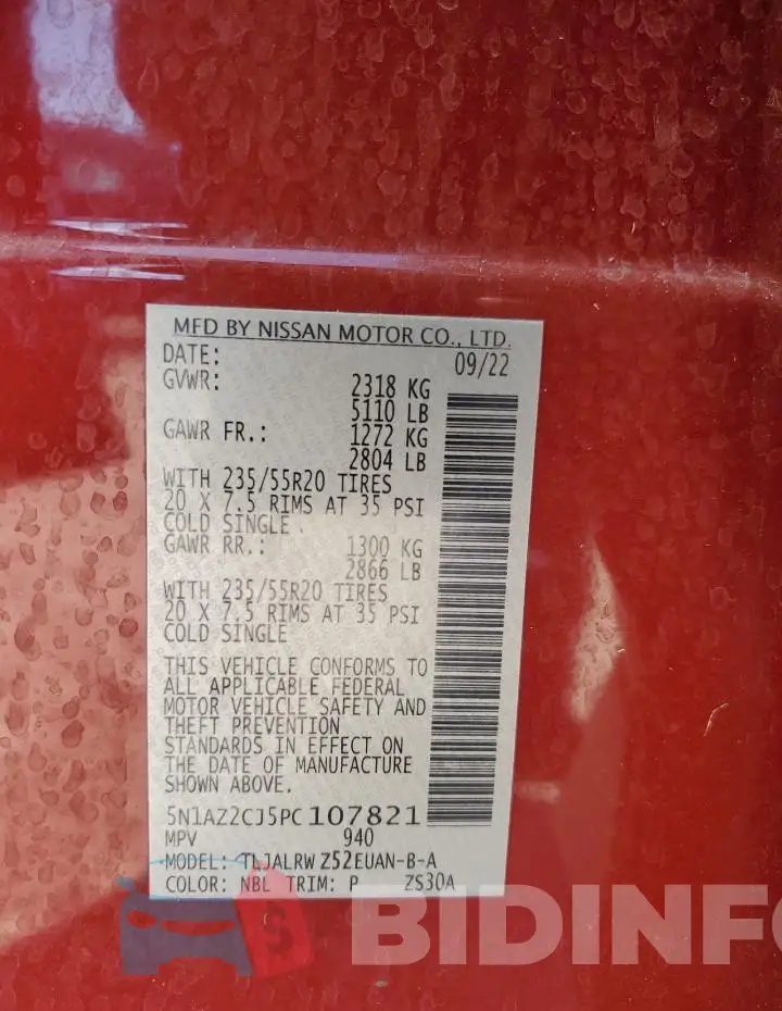 5N1AZ2CJ5PC107821 Photo# 13