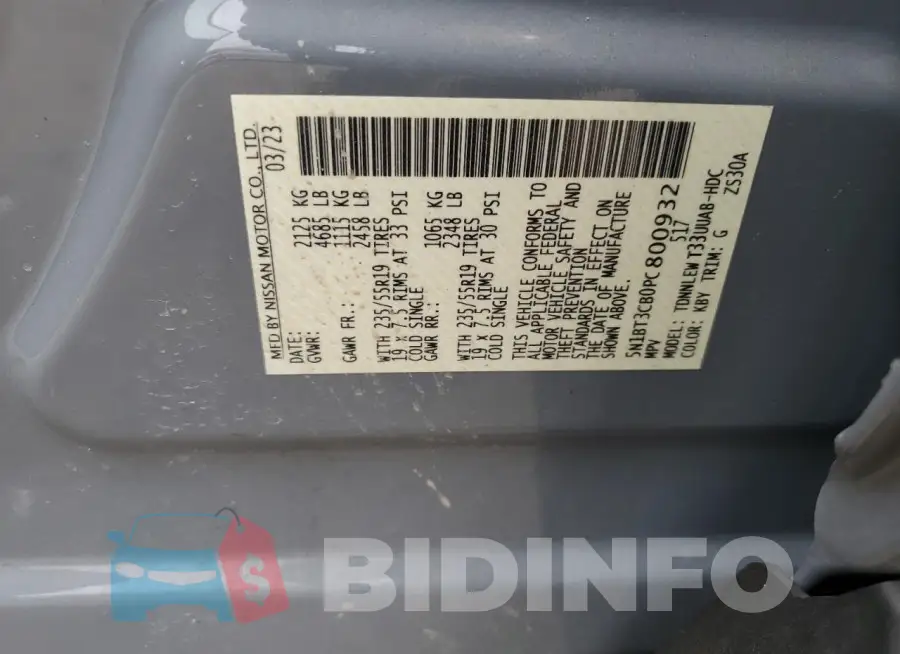 5N1BT3CB0PC800932 Photo# 13