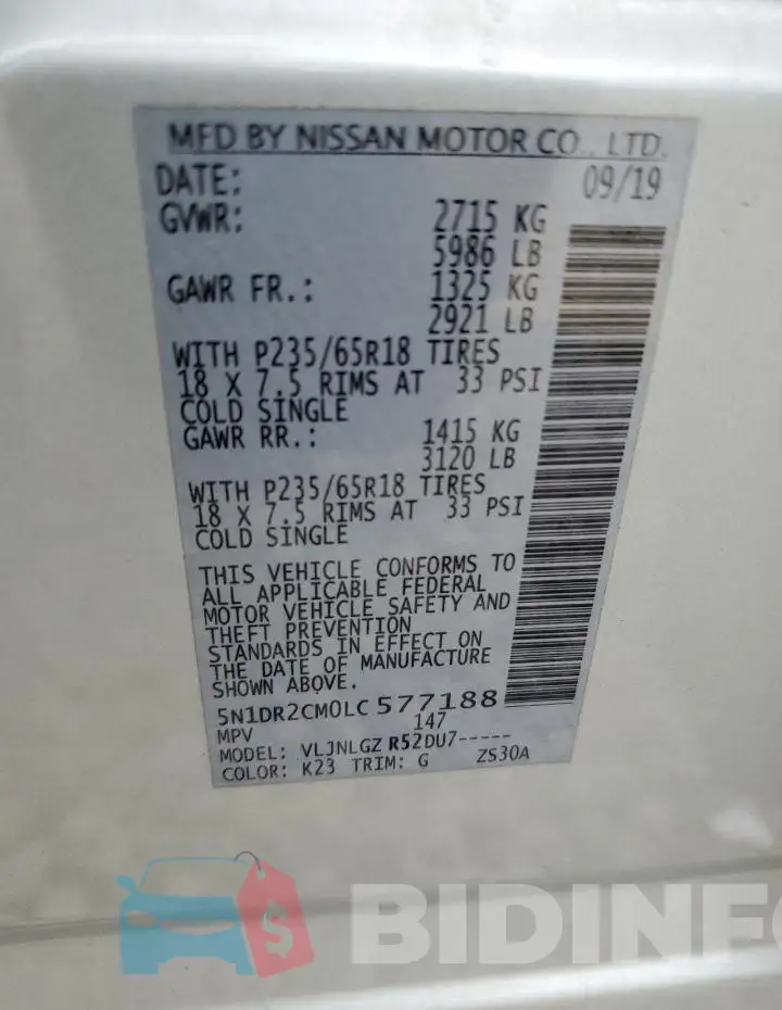 5N1DR2CM0LC577188 Photo# 13