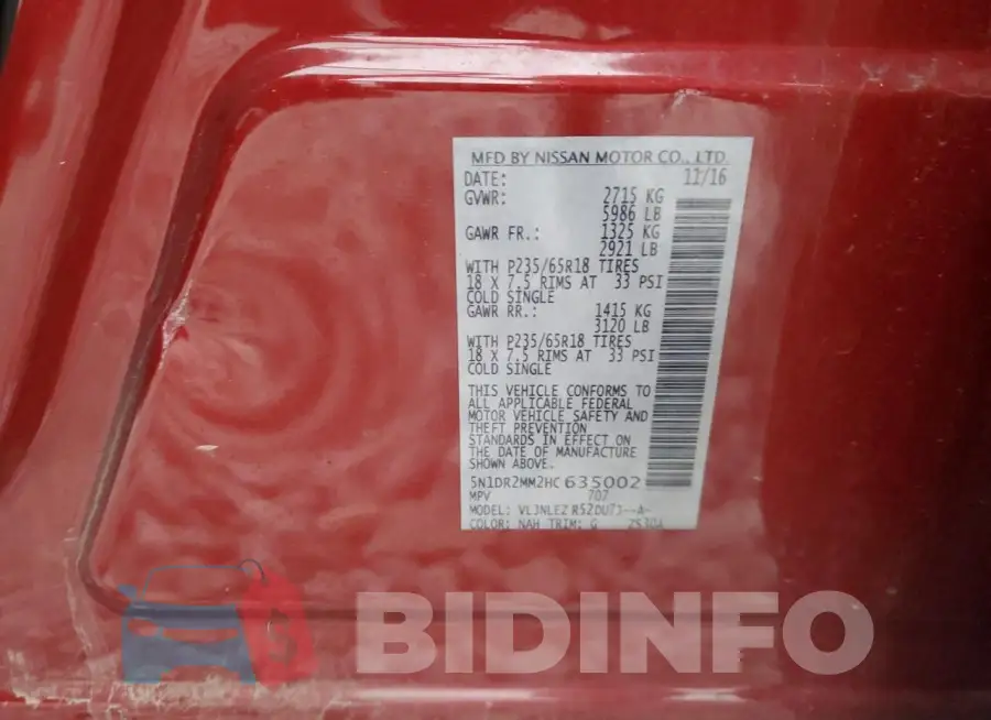 5N1DR2MM2HC635002 Photo# 13