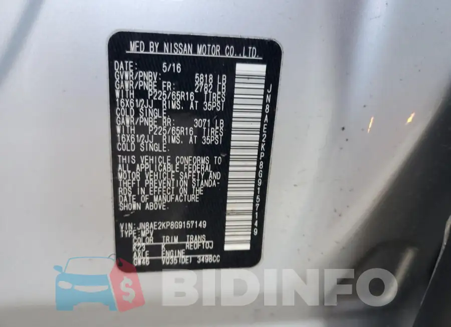 JN8AE2KP8G9157149 Photo# 14