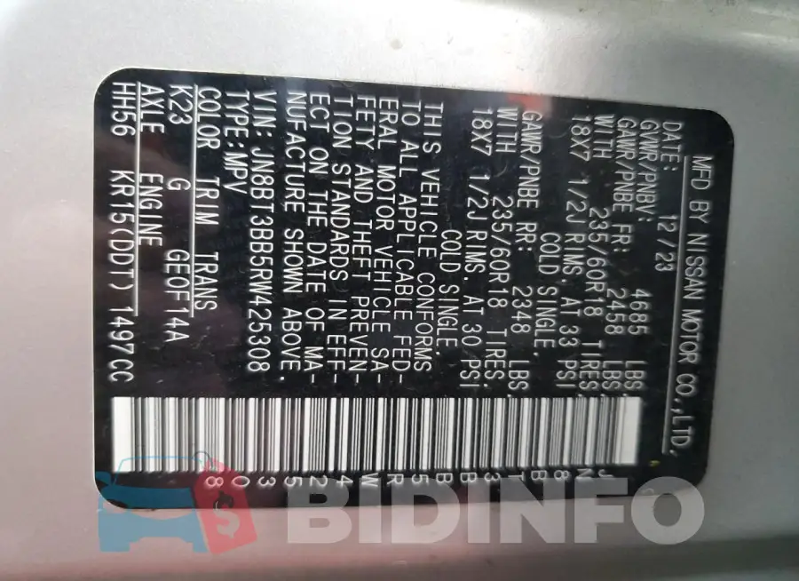 JN8BT3BB5RW425308 Photo# 14
