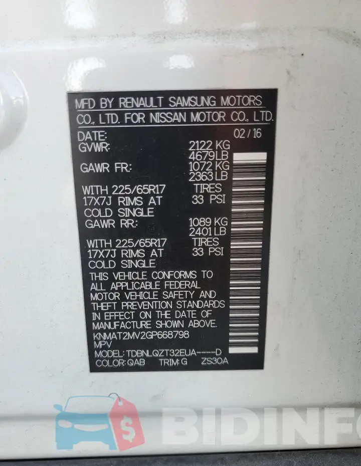 KNMAT2MV2GP668798 Photo# 12