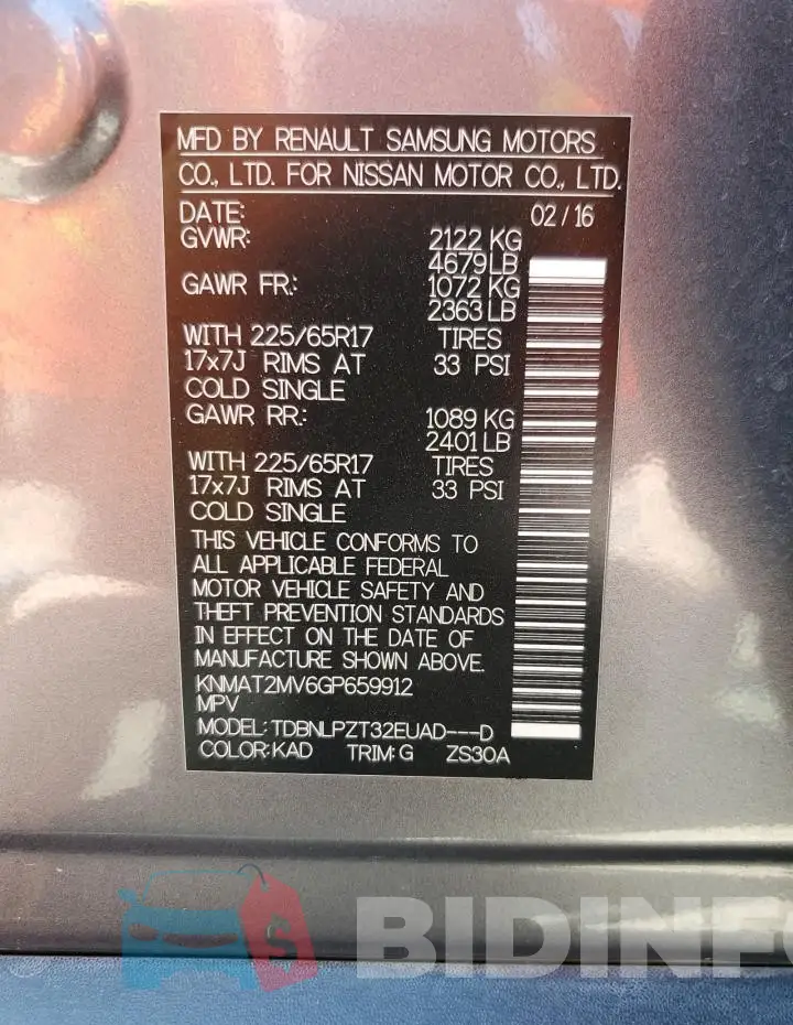 KNMAT2MV6GP659912 Photo# 13