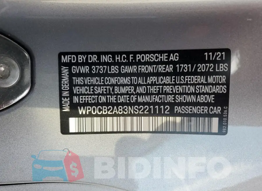 WP0CB2A83NS221112 Photo# 13