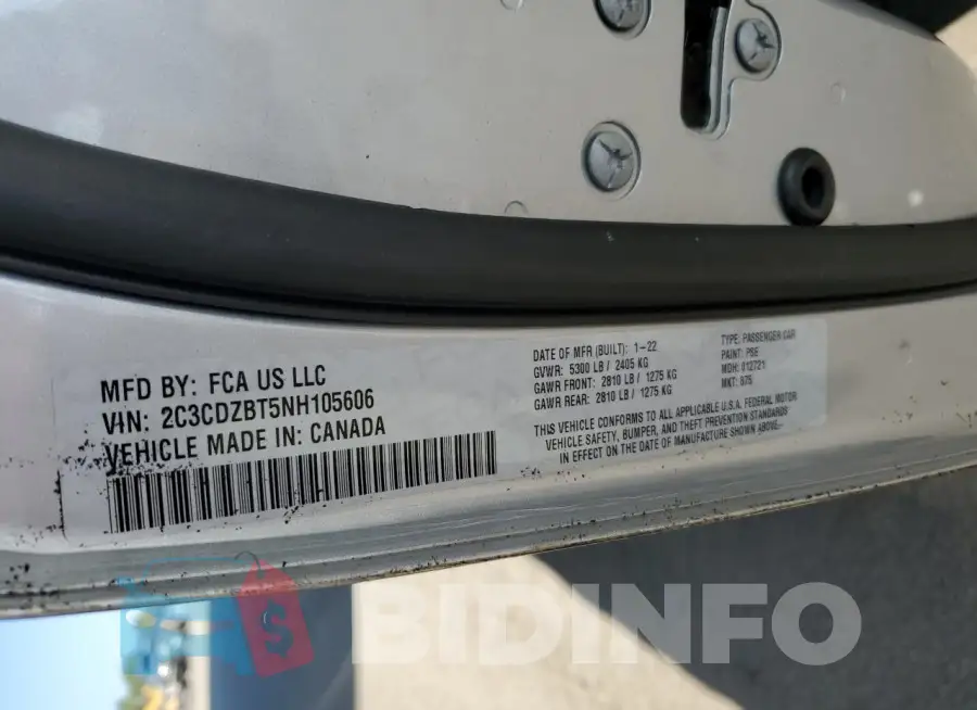 2C3CDZBT5NH105606 Photo# 12