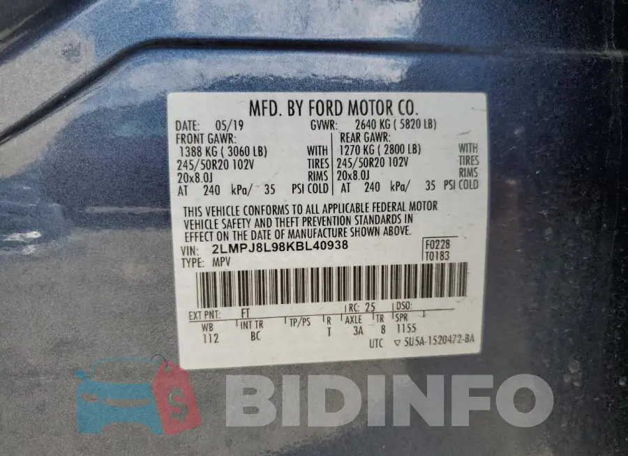 2LMPJ8L98KBL40938 Photo# 14