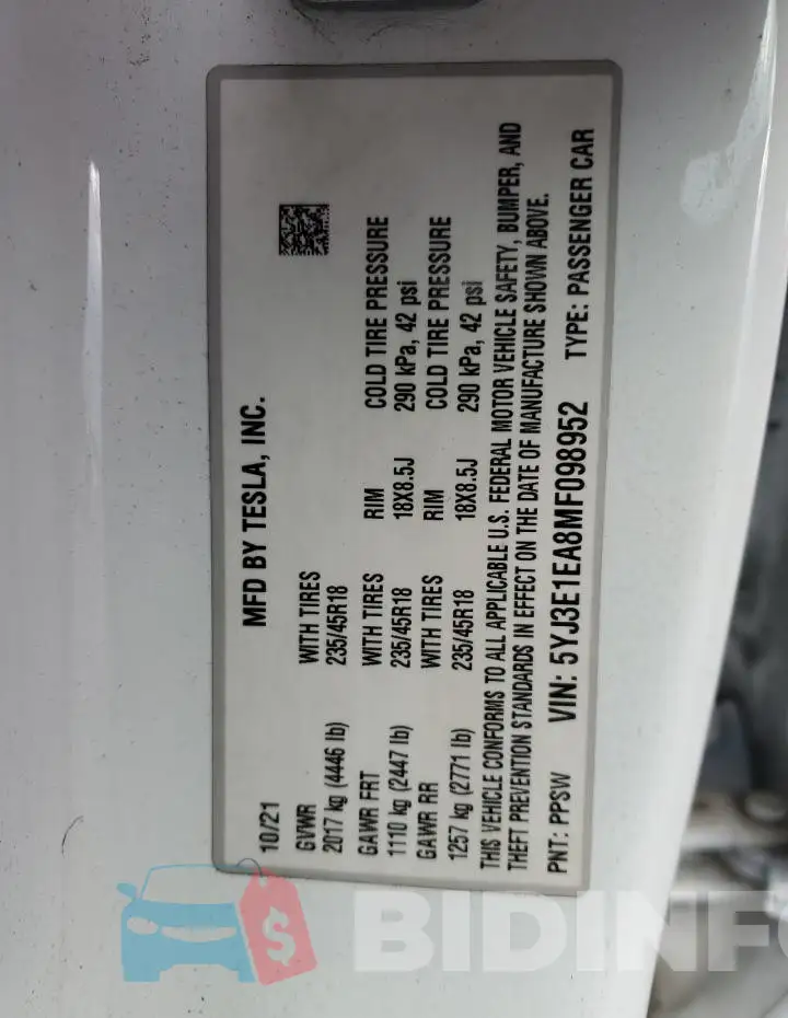 5YJ3E1EA8MF098952 Photo# 13