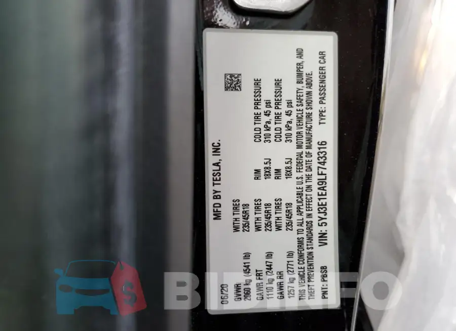 5YJ3E1EA9LF743316 Photo# 13