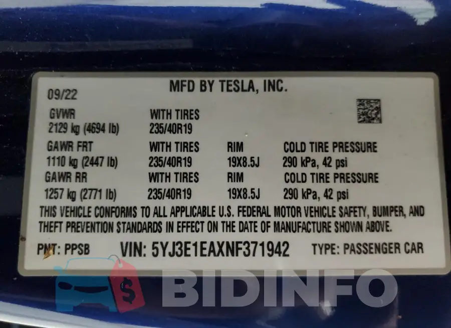 5YJ3E1EAXNF371942 Photo# 12