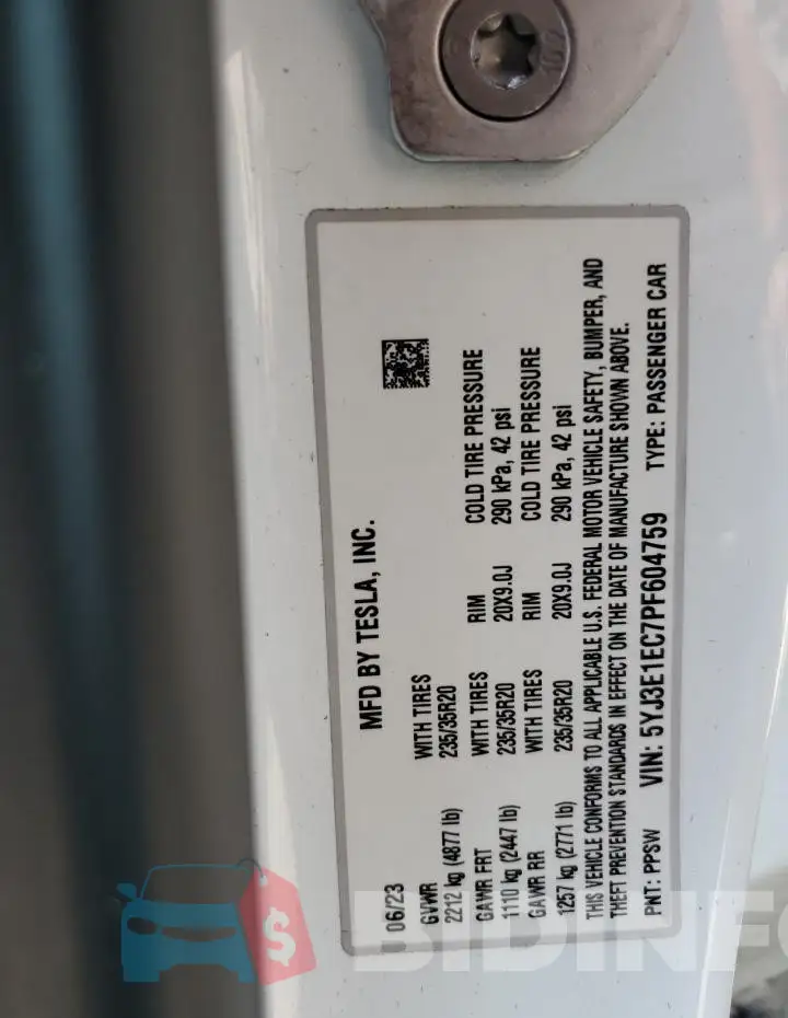 5YJ3E1EC7PF604759 Photo# 13
