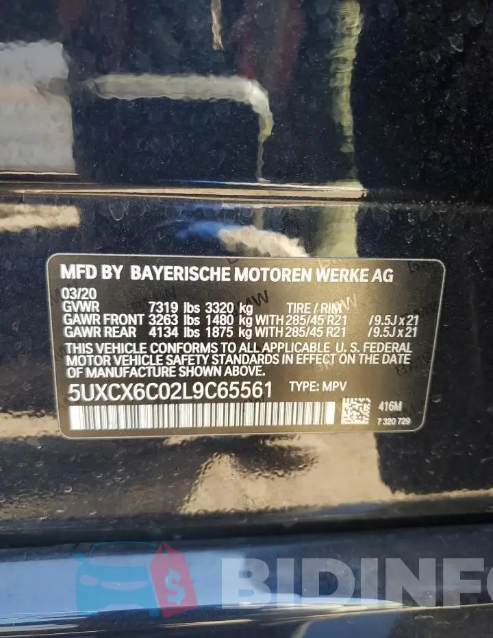 5UXCX6C02L9C65561 Photo# 13