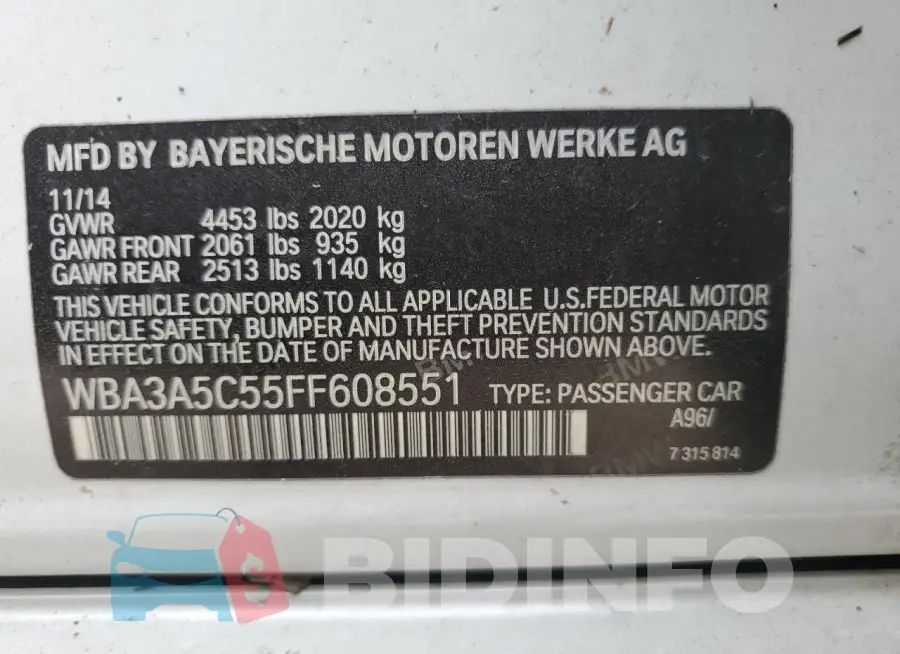 WBA3A5C55FF608551 Photo# 12