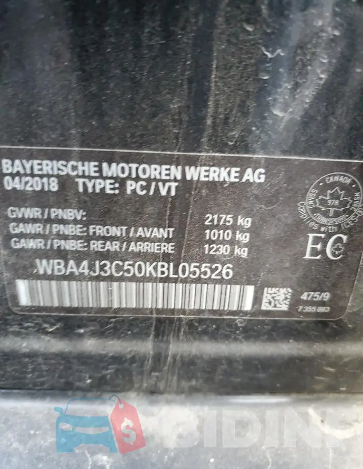 WBA4J3C50KBL05526 Photo# 12