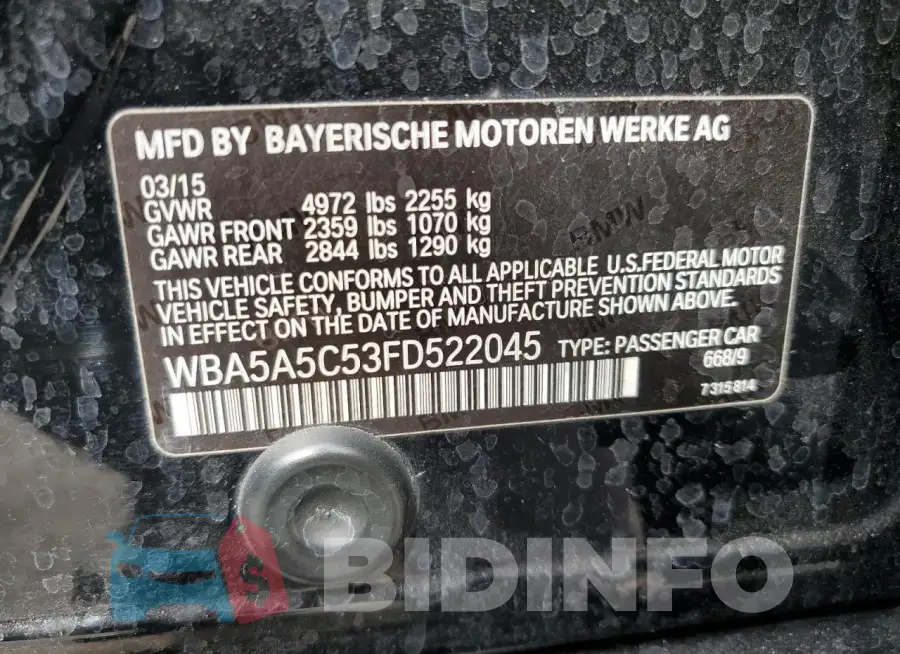 WBA5A5C53FD522045 Photo# 12