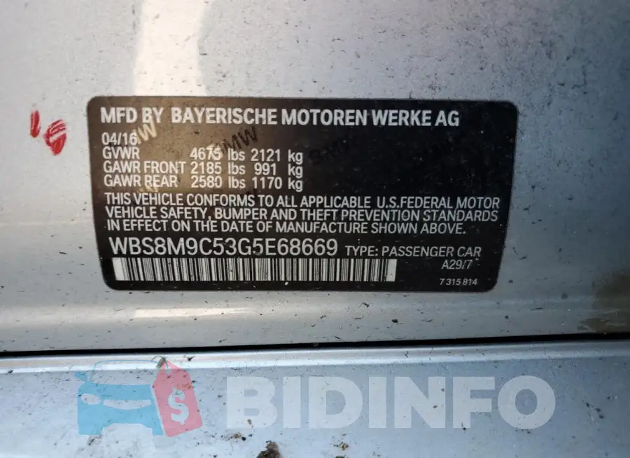 WBS8M9C53G5E68669 Photo# 13