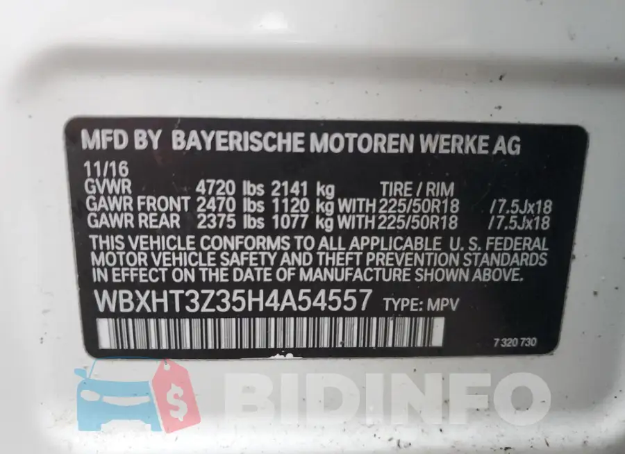 WBXHT3Z35H4A54557 Photo# 12
