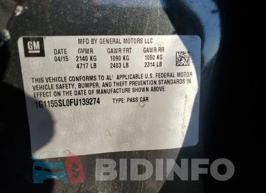 1G1155SL0FU139274 Photo# 12