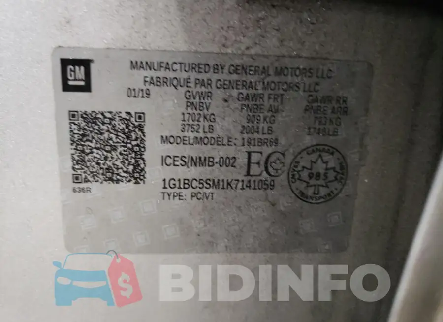 1G1BC5SM1K7141059 Photo# 12