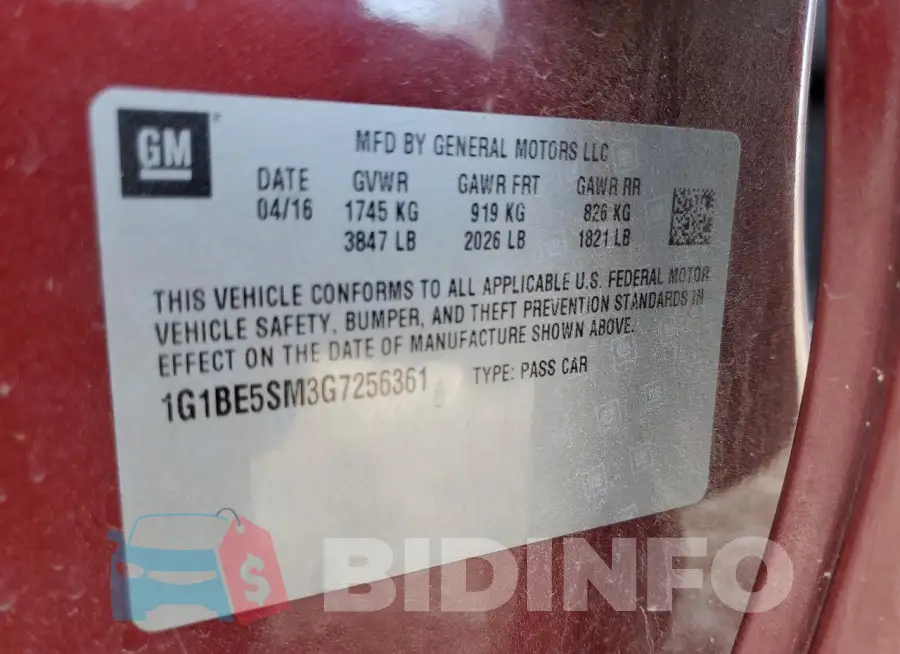 1G1BE5SM3G7256361 Photo# 12