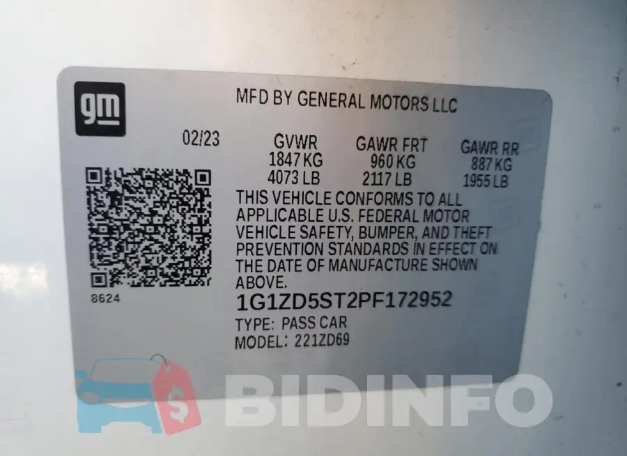 1G1ZD5ST2PF172952 Photo# 13