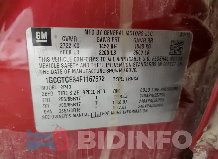 1GCGTCE34F1167572 Photo# 12