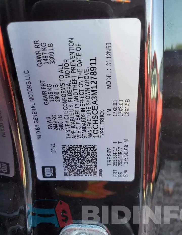 1GCHSCEA3M1278911 Photo# 12