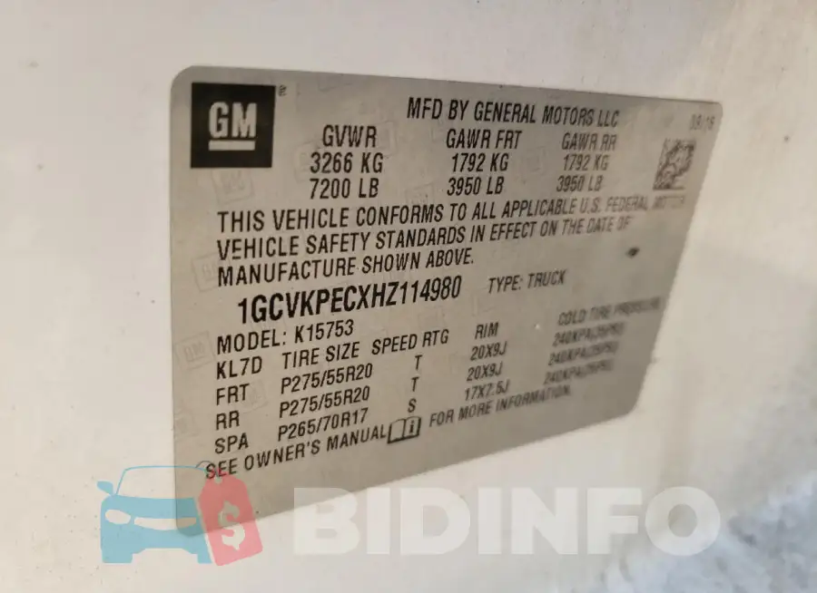 1GCVKPECXHZ114980 Photo# 12