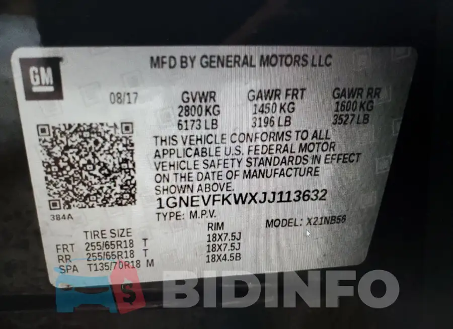 1GNEVFKWXJJ113632 Photo# 11
