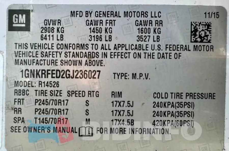 1GNKRFED2GJ236027 Photo# 15