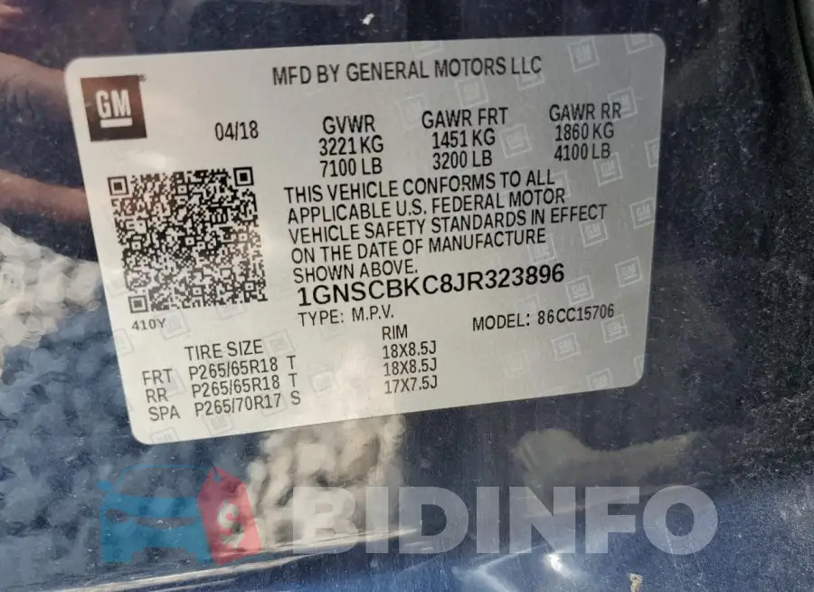 1GNSCBKC8JR323896 Photo# 14