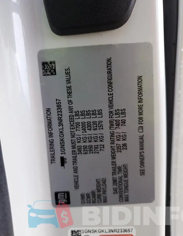 1GNSKGKL3NR233657 Photo# 14