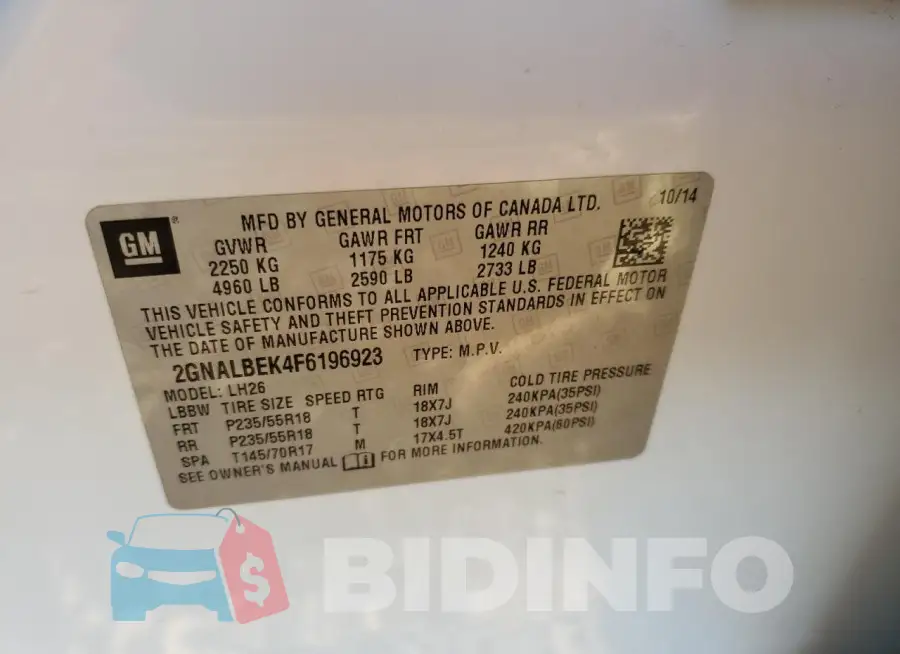 2GNALBEK4F6196923 Photo# 12